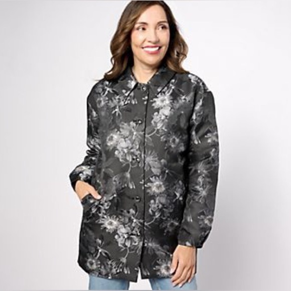 Isaac Mizrahi Jackets & Blazers - Isaac Mizrahi Live! Woven Floral Jaquard Jacket with Fleece Lining, size M, NWOT